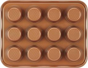 img 2 attached to 🧁 Ayesha Curry Nonstick Bakeware 12-Cup Muffin Tin/Cupcake Tin - Brown, Nonstick & Durable