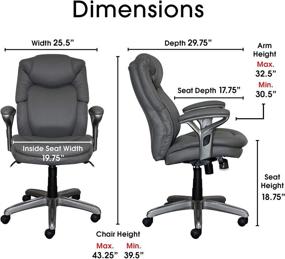 img 2 attached to 🪑 Serta AIR Health and Wellness Executive Office Chair, Big and Tall High Back Ergonomic Swivel with Lumbar Support, Gray Bonded Leather