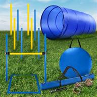 28 piece dog agility training equipment set - interactive play & obstacle course for dogs - includes dog tunnel, adjustable hurdles, poles, whistle, rope toy - complete with carrying case - cheering pet logo