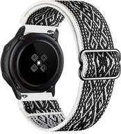 🕗 uhkz 20mm nylon elastic watch bands - compatible with samsung galaxy watch active 2 44mm 40mm/watch 3 41mm/galaxy watch 42mm/gear s2 - adjustable fabric breathable stretchy wristband in black and white logo