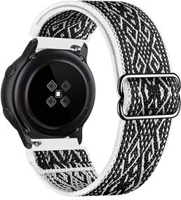 img 4 attached to 🕗 UHKZ 20mm Nylon Elastic Watch Bands - Compatible with Samsung Galaxy Watch Active 2 44mm 40mm/Watch 3 41mm/Galaxy Watch 42mm/Gear S2 - Adjustable Fabric Breathable Stretchy Wristband in Black and White