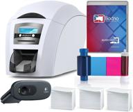 efficient id card printing solution: magicard enduro 3e single sided printer with complete silver bodno id software & supplies package logo