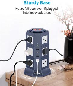 img 1 attached to BESFAN Power Strip Tower: 12-Outlet Surge Protector with 5 USB Ports and 10 FT Extension Cord – Ideal Charging Station for Office and Home