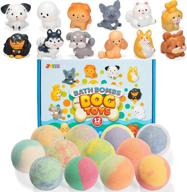 🛀 kids' bath bomb set with dog figures toy surprise, 12 packs of natural essential oil fizzies, safe spa treats and birthday gift for boys and girls logo