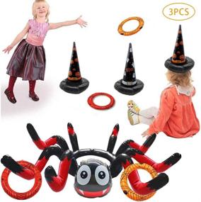 img 3 attached to 🕷️ Halloween Ring Toss Game: Set of 3 Inflatable Spider Witch Hat Ring Toss Games with 10 Rings - Ideal for Halloween Party Favors and Games