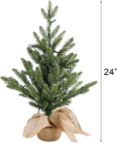 img 3 attached to 🎄 Lulu Home 2 FT Pre-lit Artificial Mini 24 Inch Christmas Tree - Battery Operated Pine Tree with 50 LED Lights, Perfect for Christmas and Spring Decor - Featuring Burlap Wrap Base