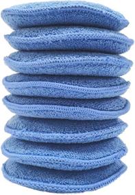 img 3 attached to 🧽 8 Pack of Polyte Microfiber Detailing Wax Applicator Pads, Blue, 5 inches