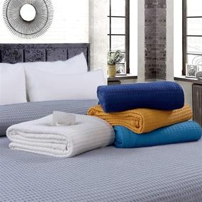 img 3 attached to 🛏️ Grey Twin Waffle Weave Thermal Blanket - Lightweight Cotton Blanket for Layering on Any Bed, Super Soft All-Season Bed/Throw Blanket (66 x 90 inches)