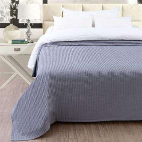 img 4 attached to 🛏️ Grey Twin Waffle Weave Thermal Blanket - Lightweight Cotton Blanket for Layering on Any Bed, Super Soft All-Season Bed/Throw Blanket (66 x 90 inches)