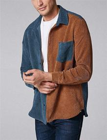 img 3 attached to Uaneo Corduroy Patchwork Casual Jackets（Blue L） Men's Clothing in Shirts