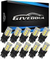 🚗 givedoua 3157 led car bulb pack of 10pcs - super bright 12v 3056 3156 3156a 3057 4057 3157 4157 t25 led bulbs for brake lights, backup reverse lights logo