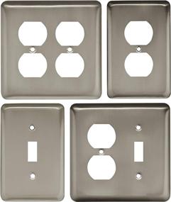 img 1 attached to Franklin BrassW10249V-SN-C Stamped Steel Round Single Duplex Outlet Wall Plate / Switch Plate / Cover, Satin Nickel, Pack of 3