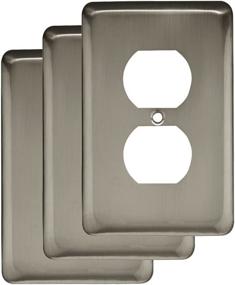 img 4 attached to Franklin BrassW10249V-SN-C Stamped Steel Round Single Duplex Outlet Wall Plate / Switch Plate / Cover, Satin Nickel, Pack of 3