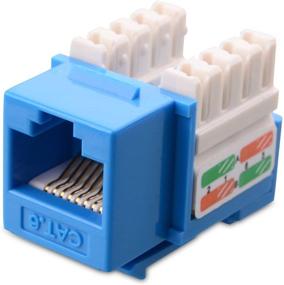 img 1 attached to 🔵 Cable Matters UL Listed 10-Pack RJ45 Коунекторы категории Keystone в синем цвете: Высококачественные компоненты сетевого оборудования для оптимального подключения.