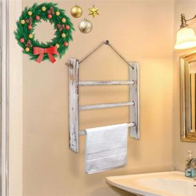 img 3 attached to 🪜 Ladder Hand Towel Rack for Bathroom, Blanket Ladders for Living Room, Hanging Blanket Ladder for Rustic Decor, Decorative Whitewashed Blanket Ladder, Christmas Decorations and Towel Rack