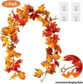 img 3 attached to 🍁 JoyBest 2 Pcs Artificial Autumn Fall Maple Leaves Garland: Enhance Indoor & Outdoor Spaces with 5.9ft Hanging Vines for Thanksgiving, Halloween, Christmas Decoration