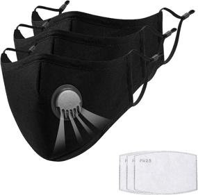 img 4 attached to 💨 UTOTEBAG 3Pcs Face Masks with Breathing Valve - Breathable Cloth Mask with Vent, Filters, Nose Bridge - for Daily Use, Sports, and Easy Breathing