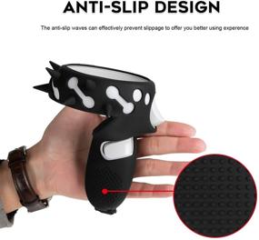 img 1 attached to 🔒 Seltureone Oculus Quest 2 Touch Controller Full Grip Cover: Крышка для рукоятки с пронзительной и шипастой антискользящей силиконовой обложкой с ремешком на руку, черная - предельная защита для правого и левого контроллеров Q2.