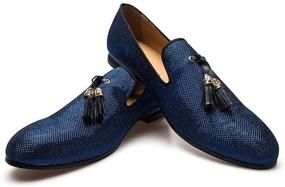 img 4 attached to 👞 JITAI Men's Vintage Embroidery Slip-On Loafers: Stylish Smoking Slipper Shoes