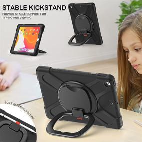 img 2 attached to 🔒 BRAECNstock iPad 10.2 Case - Shockproof with Kickstand, Shoulder Strap, Screen Protector, Pencil Holder - iPad 9th 8th 7th Gen