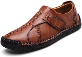 img 4 attached to Handmade Adjustable Leather Loafers and Slip-Ons for Men by CEKU