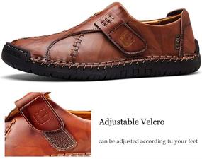 img 1 attached to Handmade Adjustable Leather Loafers and Slip-Ons for Men by CEKU