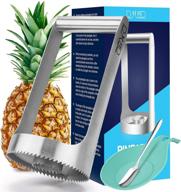 🍍 dxyd pineapple corer: effortlessly remove cores with stainless steel cutter peeler, high-efficiency double-layer knife ring, and silicone tray logo