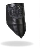 black leather skull neck warmer nwl1008 with reflective elements and cozy fleece lining by hot leathers logo