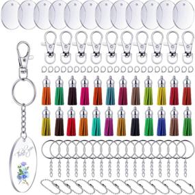 img 3 attached to 🔑 DIY Keychain Tassel Set - 144 Acrylic Keychain Blanks with Pendants for Crafts & Projects