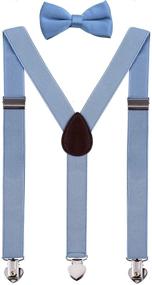 img 3 attached to Стильные подтяжки и галстук WDSKY для мужчин и мальчиков, комплект для свадьбы с заколками в форме сердец: идеальное сочетание для элегантного образа.