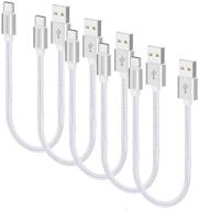 🔌 10 inch 5 pack short usb c cable - dethinton fast charger nylon braided usb type c cable, compatible with galaxy s10+, s9, s8 plus, note 9, 8, lg g6, g7 v35, pixel 2 xl - silver logo