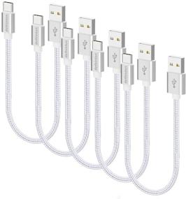 img 4 attached to 🔌 10 inch 5 Pack Short USB C Cable - dethinton Fast Charger Nylon Braided USB Type C Cable, Compatible with Galaxy S10+, S9, S8 Plus, Note 9, 8, LG G6, G7 V35, Pixel 2 XL - Silver