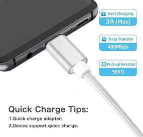 img 2 attached to 🔌 10 inch 5 Pack Short USB C Cable - dethinton Fast Charger Nylon Braided USB Type C Cable, Compatible with Galaxy S10+, S9, S8 Plus, Note 9, 8, LG G6, G7 V35, Pixel 2 XL - Silver