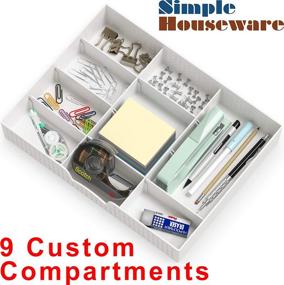 img 2 attached to 🗄️ White Drawer Organizer Tray with 9 Adjustable Compartments - Simple Houseware for Efficient Storage