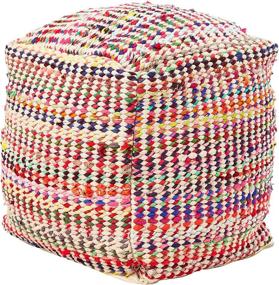 img 4 attached to 🪑 Ecru Marcela Fabric Pouf, Hand Woven for Superior Quality