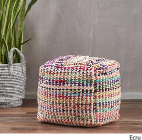 img 2 attached to 🪑 Ecru Marcela Fabric Pouf, Hand Woven for Superior Quality