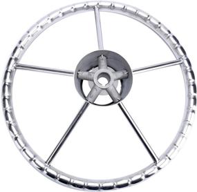 img 2 attached to 🚤 Amarine-made 13-1/2 Inch 5-Spoke Destroyer Style Stainless Boat Steering Wheel - Optimal Navigation Control and Sleek Design
