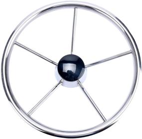 img 3 attached to 🚤 Amarine-made 13-1/2 Inch 5-Spoke Destroyer Style Stainless Boat Steering Wheel - Optimal Navigation Control and Sleek Design