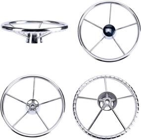img 4 attached to 🚤 Amarine-made 13-1/2 Inch 5-Spoke Destroyer Style Stainless Boat Steering Wheel - Optimal Navigation Control and Sleek Design