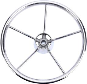 img 1 attached to 🚤 Amarine-made 13-1/2 Inch 5-Spoke Destroyer Style Stainless Boat Steering Wheel - Optimal Navigation Control and Sleek Design