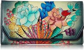img 4 attached to 👜 Anna by Anuschka Women's Hand Painted Leather Checkbook Wallet/Clutch – Stylish and Functional