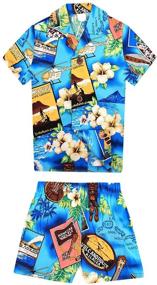 img 4 attached to Hawaiian Aloha Shorts Beach Hut Sunset Boys' Matching Clothing Set