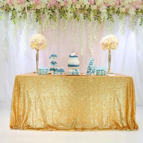 img 4 attached to Trlyc 72''x72'' Sparkly Gold Square Sequins Wedding Tablecloth: Glamorous Overlays Table Cloth