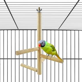img 3 attached to Hamiledyi Parakeet Perch: Natural Wood Stand for Small-Medium Parrots, Conure, Budgie, Lovebirds - Cage Top Wooden Branches and Toys