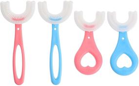 img 4 attached to 🦷 Doitool 4Pcs Kids U Shaped Silicone Toothbrush Set with Soft Brush Head - Whitening Massage and Whole Mouth Cleaning for Children's Present Favors (Assorted Color)