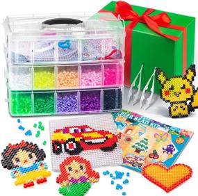 img 4 attached to 🧩 ToyLux Iron Beads for Kids: 18K pcs Fuse Bead Kit with Storage Case, Pegboards, Patterns, & More for DIY Art and Craft