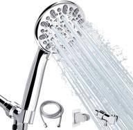 high pressure 5-inch handheld shower head with hose, 7-spray settings, extra long 79-inch anti-twist shower hose, adjustable bracket and low-reach adhesive holder logo