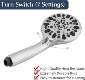 img 3 attached to High Pressure 5-Inch Handheld Shower Head with Hose, 7-Spray Settings, Extra Long 79-inch Anti-Twist Shower Hose, Adjustable Bracket and Low-Reach Adhesive Holder