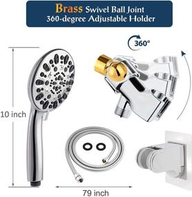 img 1 attached to High Pressure 5-Inch Handheld Shower Head with Hose, 7-Spray Settings, Extra Long 79-inch Anti-Twist Shower Hose, Adjustable Bracket and Low-Reach Adhesive Holder