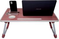 🎀 многофункциональный стол для ноутбука в кровати: идеален для еды, ноутбуков, письма, учебы и рисования - включает в себя акриловый держатель для ручек, совместимость с диваном и кушеткой - складная подставка с портативной книжной стойкой и выдвижным ящиком (розовый). логотип